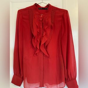 Karen Millen Red Ruffle Blouse